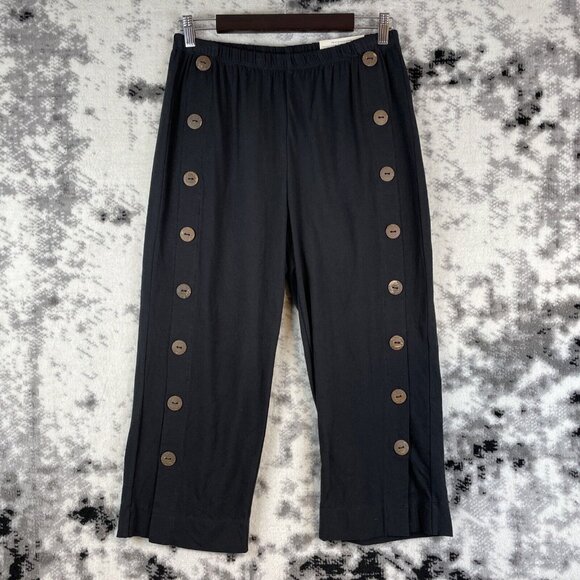 Soft Surroundings Pants Women's Size PM Wide‎ Leg Crop Button Accent Cotton - Picture 1 of 12
